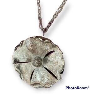 Signed TAM heavy floral pendant necklace